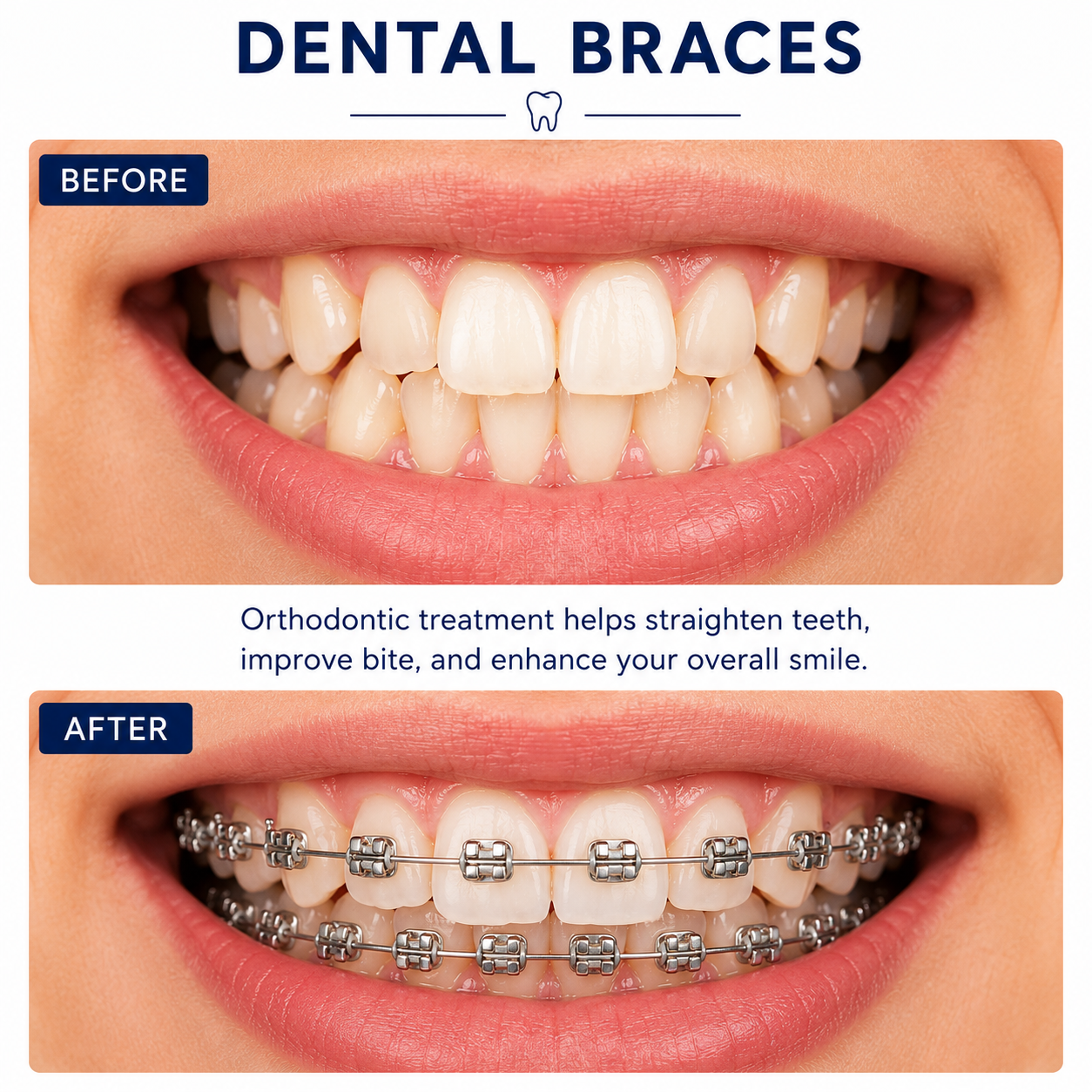 Dental braces before and after
